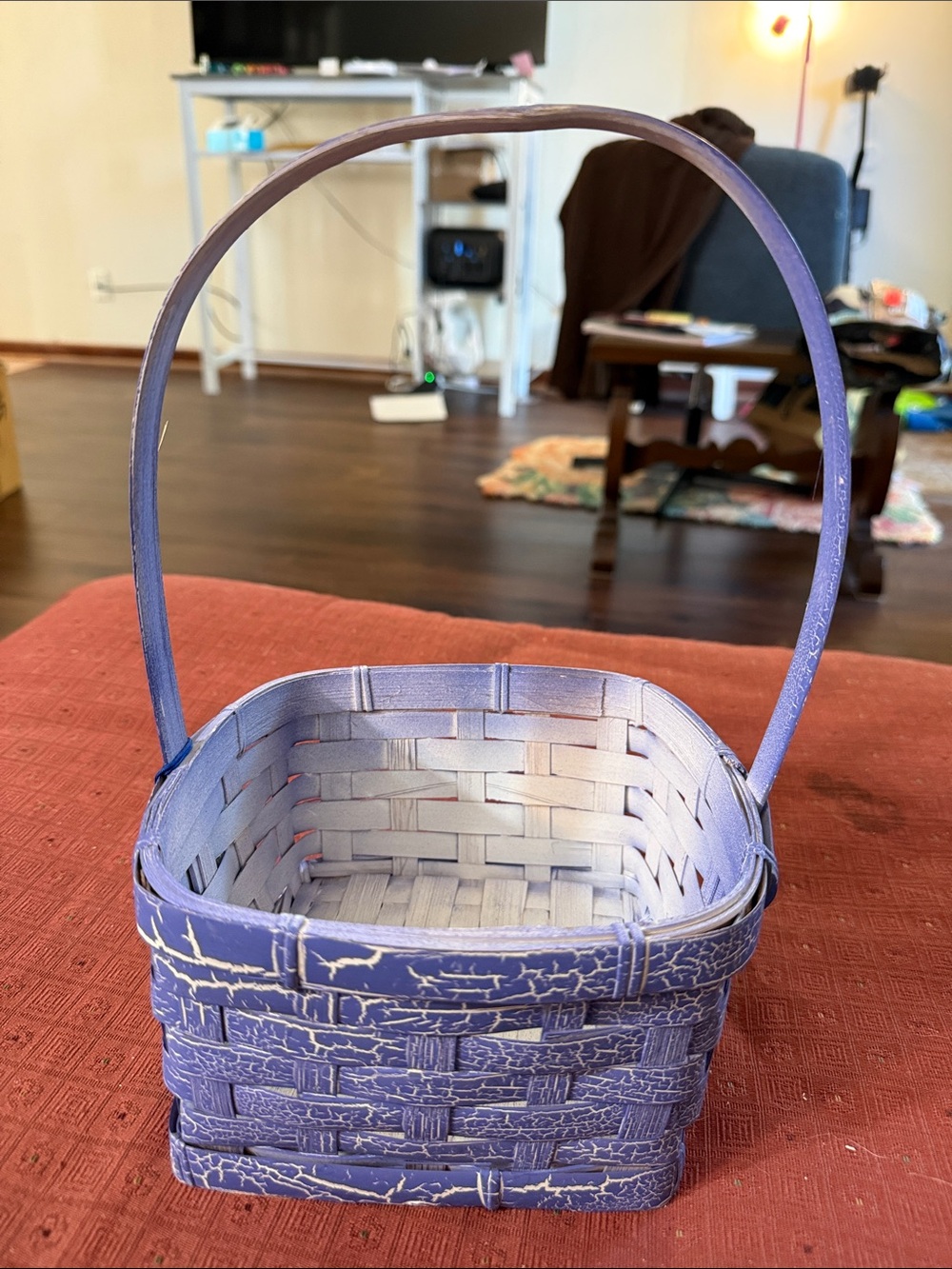 Handwoven Purple Basket with Handle -
